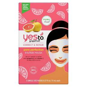 Las 10 mejores mascarillas de hoja (Sheet Masks) Yes to Grapefruit 5 ct Mask Pore Minimizing Facial Masks by alejandra avila