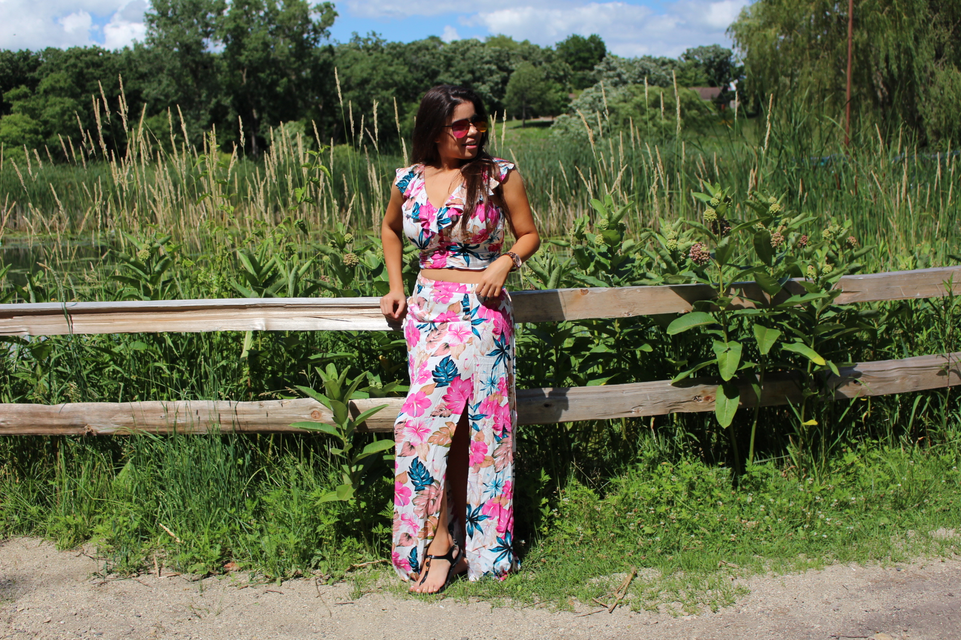 hot miami styles flower set crop top high waisted skirt by Alejandra Avila Tu Fashion Petite